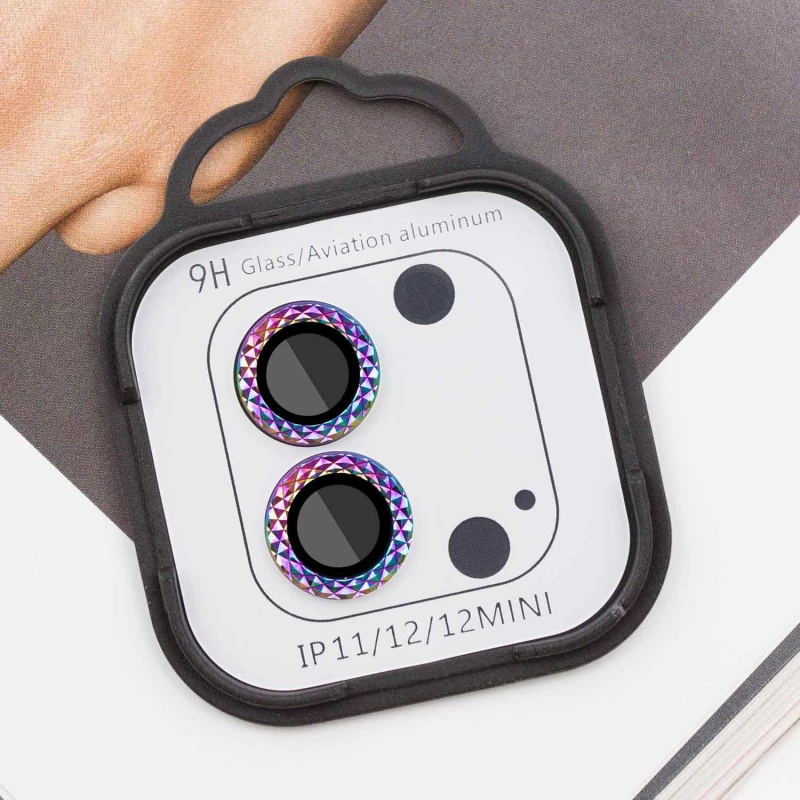 Захисне скло Metal Shine для камери на Apple iPhone 12 (6.1") – Бузковий / Rainbow. Фото 6 з 7