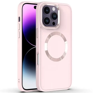 TPU чехол Bonbon с металлическими кнопками та MagSafe на Apple iPhone 16 Pro — Розовый / Light Pink