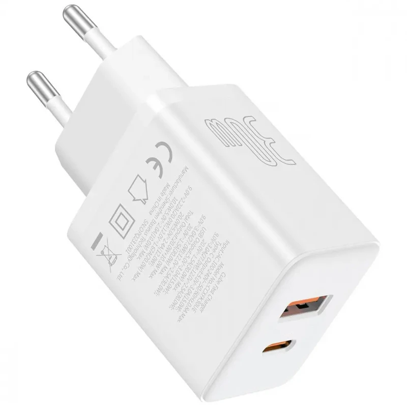 СЗУ Baseus Cube Pro Fast Charger PD30W (1USB-A/1C) (P10111404) – Moon White. Фото 4 из 4