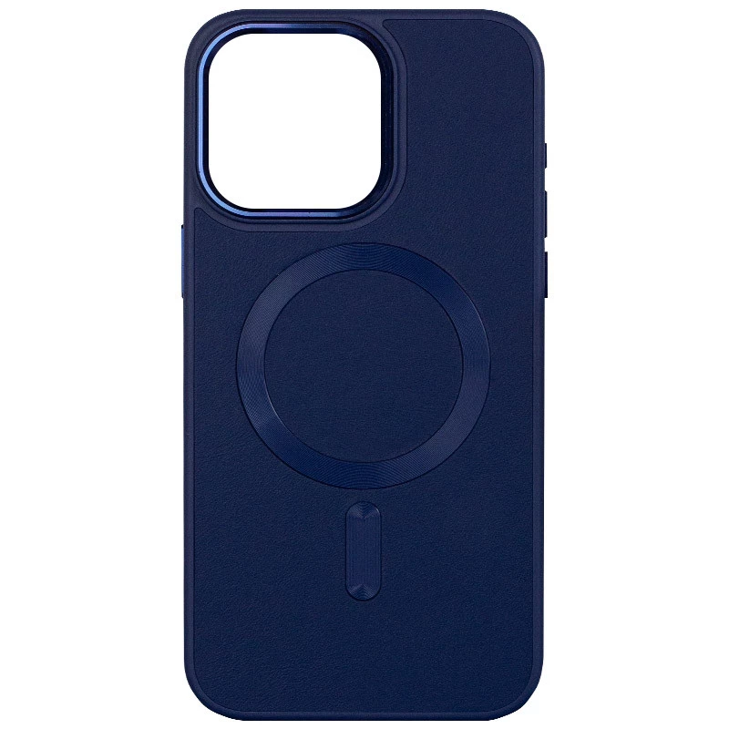 

Кожаный чехол Bonbon с металлическими кнопками и MagSafe на Apple iPhone 15 Plus (6.7") (Синий / Navy blue), Синій / navy blue