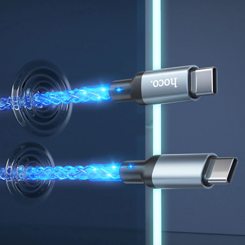 Дата кабель Hoco U112 Shine Type-C to Type-C 60W (1m) – Gray. Фото 7 з 7