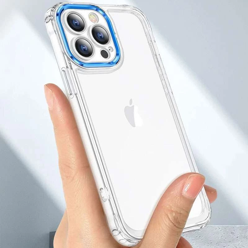 TPU+PC чехол с цветной окантовкой камеры для Apple iPhone 12 Pro (6.1") – Прозрачный / Синий. Фото 3 из 5