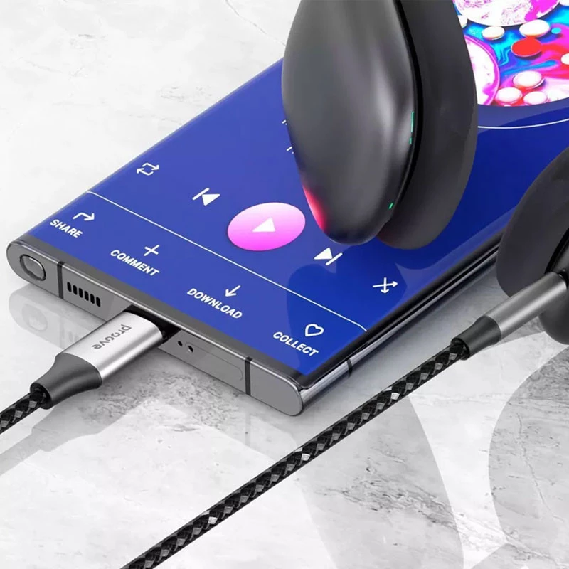 Аудио кабель Aux Proove SoundMesh Type-C to 3.5mm (1m) – Gray. Фото 2 из 3