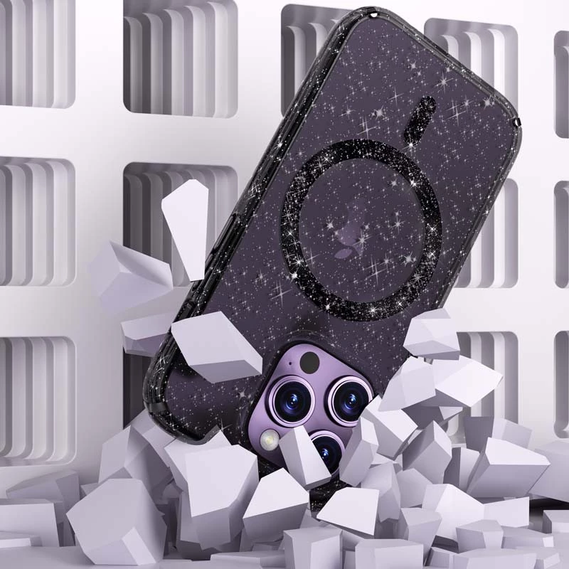 Чехол с блестками и MagSafe на Apple iPhone 12 Pro (6.1") – Black+Glitter. Фото 3 из 5