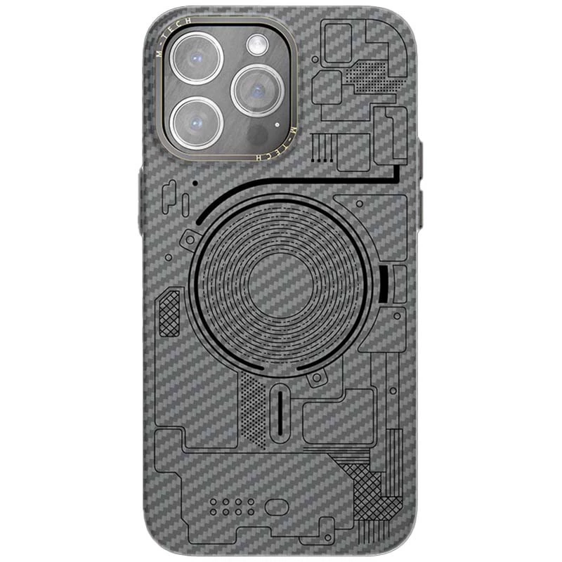 

Карбоновий техно чохол з MagSafe на Apple iPhone 14 Pro Max (6.7") (Grey)