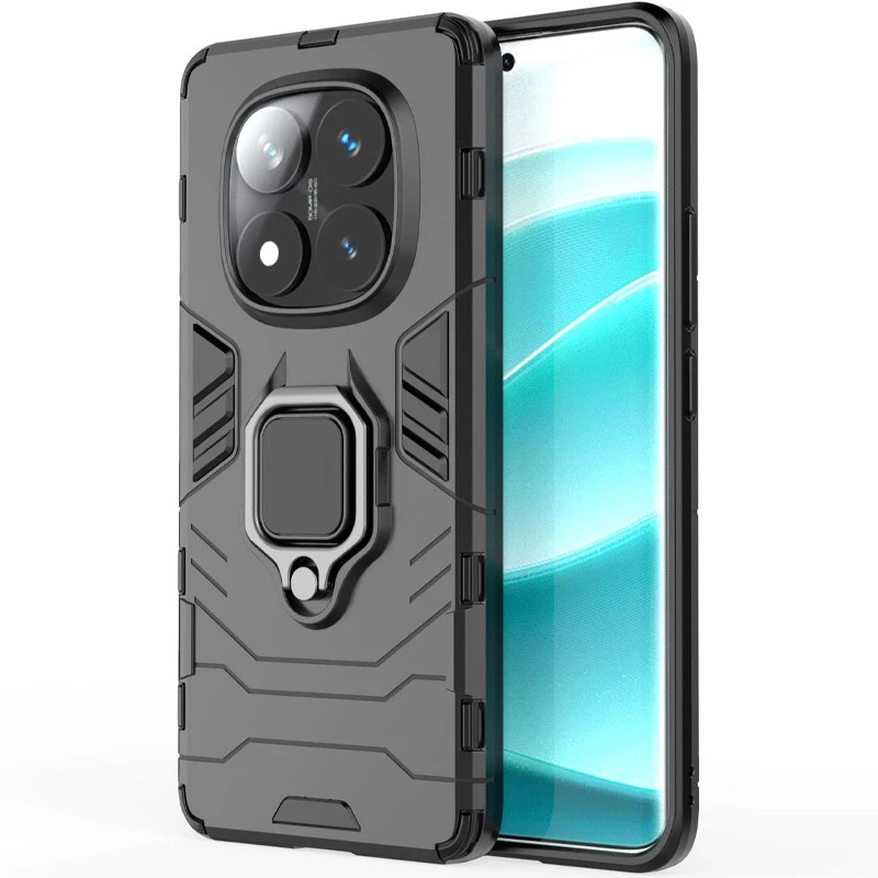 Протиударний чохол Transformer з кільцем на Xiaomi Redmi Note 14 Pro 4G – Чорний / Soul Black. Фото 1 з 7