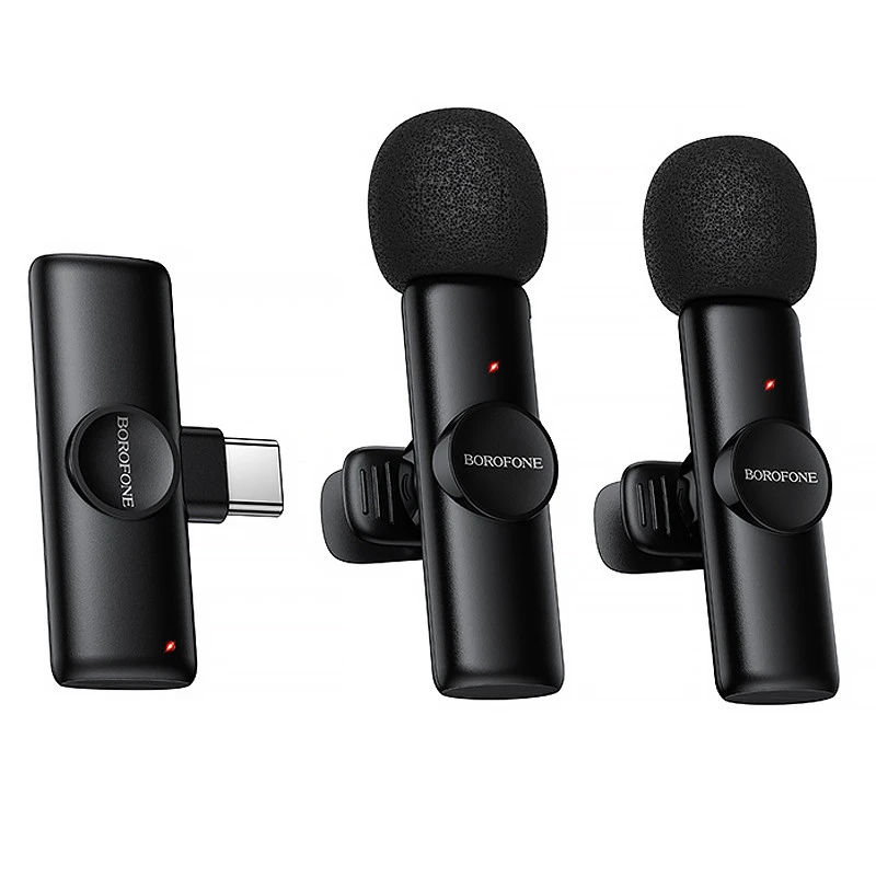 Петличний бездротовий мікрофон Borofone BFK16A Winner dual-mic Type-C – Black. Фото 1 з 13