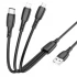 Дата кабель Borofone BX71 USB to 3in1 (1m) – Чорний. Фото 3 з 6