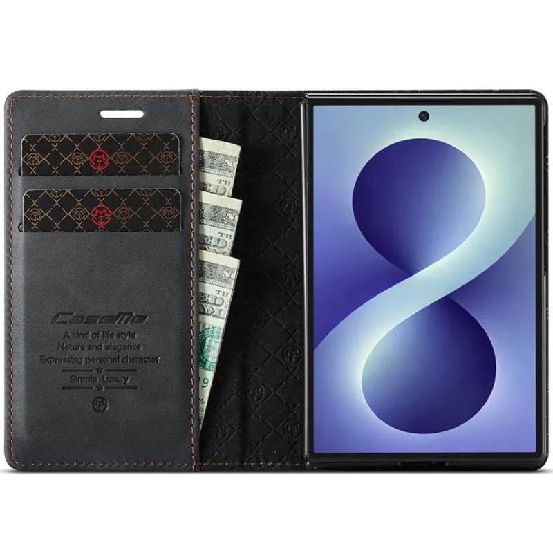 Шкіряний чохол-книжка CaseMe Velvet Matte для Samsung Galaxy Z Fold8 – Black. Фото 4 з 6