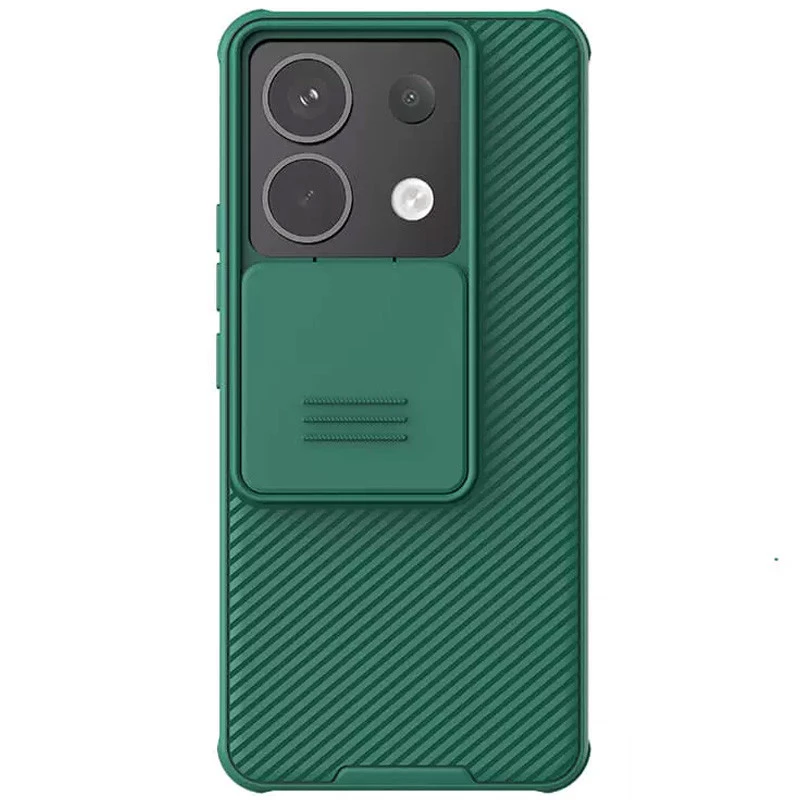 Карбоновая накладка Nillkin Pro со шторкой для камеры для Xiaomi Redmi Note 13 Pro 5G – Deep Green. Фото 1 из 6