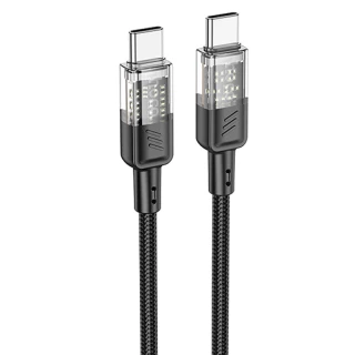 Дата кабель Hoco U129 Spirit Transparent Type-C to Type-C 60W (1.2m) фото 1 з 5