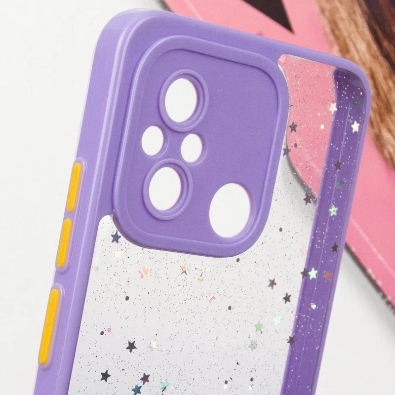 Чохол з блискітками та захистом камери на Xiaomi Redmi 12C / Poco C55 – Бузковий. Фото 7 з 9