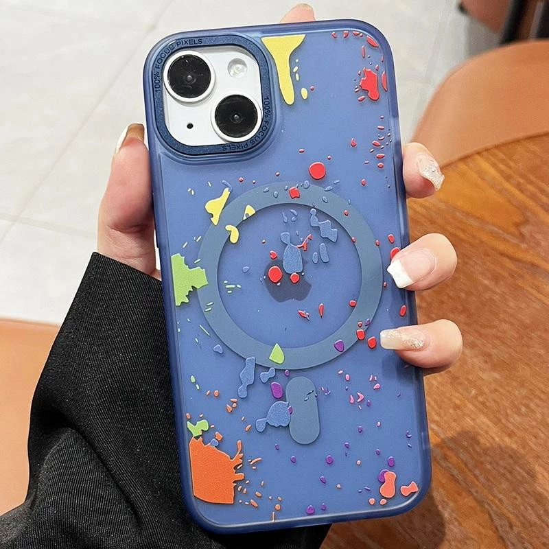 Чехол абстракция рисования с MagSafe для Apple iPhone 13 (6.1") – Dark blue. Фото 2 из 3