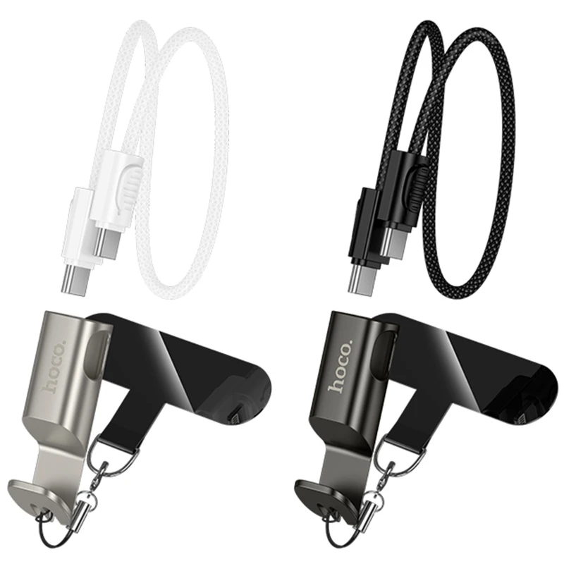 Дата кабель Hoco X126 Experto Type-C to Type-C 60W + Phone Holder & Lanyard (0.35m) фото 1 из 1