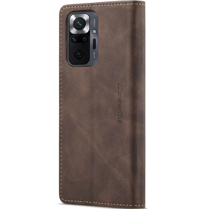 Шкіряний чохол-книжка CaseMe Velvet Nubuck для Xiaomi Redmi Note 10 Pro – Coffee. Фото 4 з 6