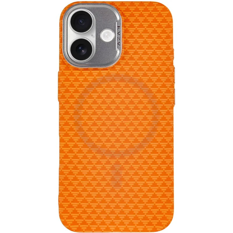Чехол TPU+PC KVZV Triangular Pattern with Magnetic Fit для Apple iPhone 17 (6.3") – Orange. Фото 5 из 9