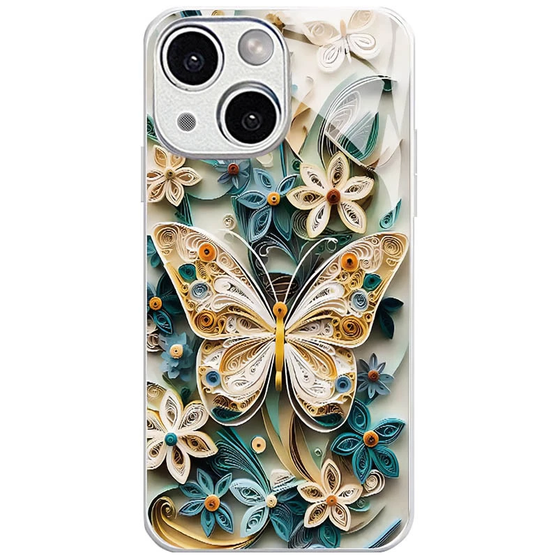 

TPU+Glass чехол Nature для Apple iPhone 15 (6.1") (Butterfly)