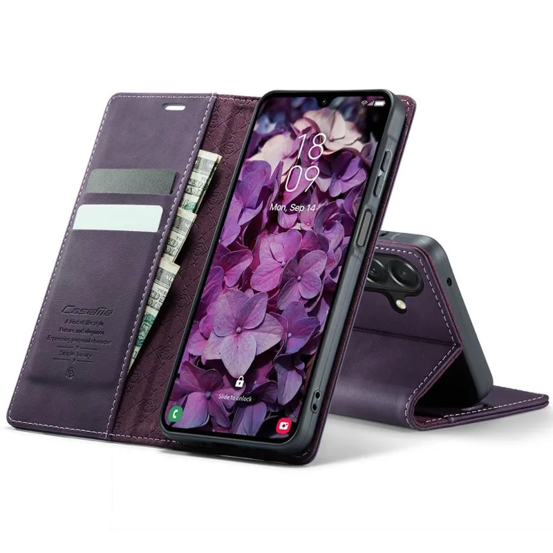 Шкіряний чохол-книжка CaseMe Velvet Matte для Samsung Galaxy S26 FE – Purple. Фото 3 з 5
