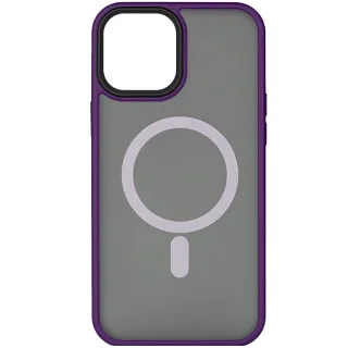 TPU+PC чохол Metal Buttons with Magnetic Fit для Apple iPhone 15 (6.1") — Темно-фіолетовий / Dark Purple