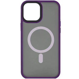 TPU+PC з металевими кнопками та MagSafe на Apple iPhone 15 Pro (6.1") — Темно-фіолетовий / Dark Purple