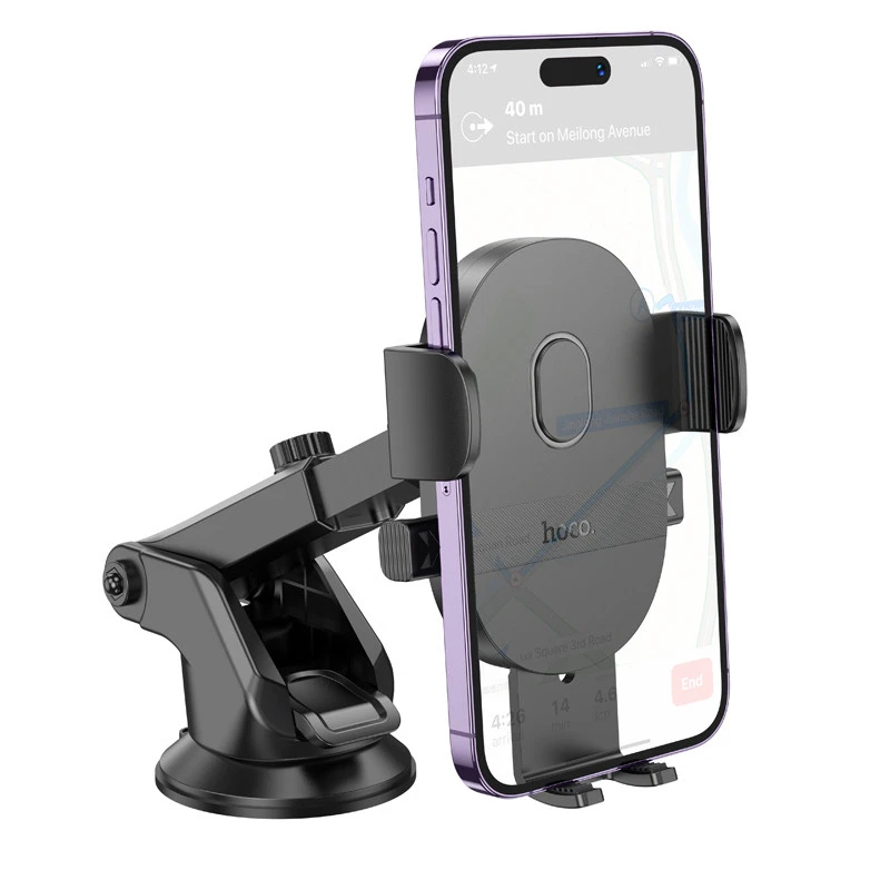 Автотримач Hoco H19 Mighty one-button (center console) – Black. Фото 2 з 8
