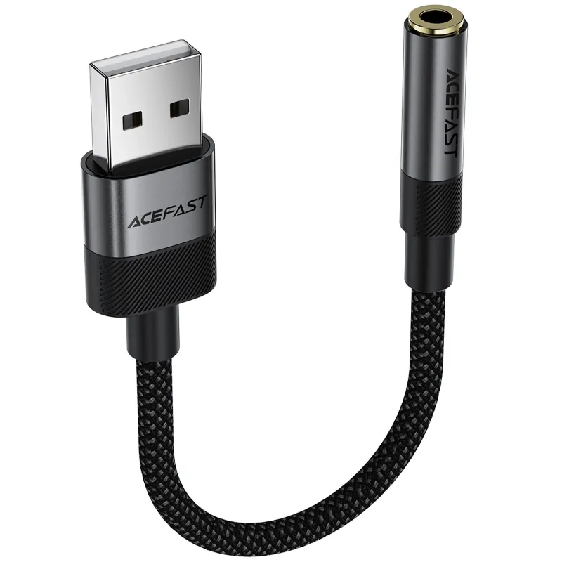 Перехідник Acefast J13 USB male to AUX 3.5mm female – Black. Фото 3 з 5