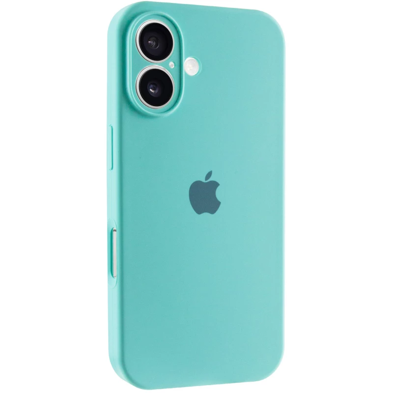 Чехол Silicone Case с защитой камеры для Apple iPhone 16 – Бирюзовый / Marine Green. Фото 1 из 8