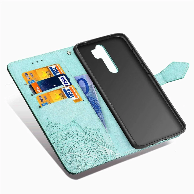 Кожаный чехол-книжка Art Case с визитницей для Xiaomi Redmi Note 8 Pro – Бирюзовый. Фото 5 из 7