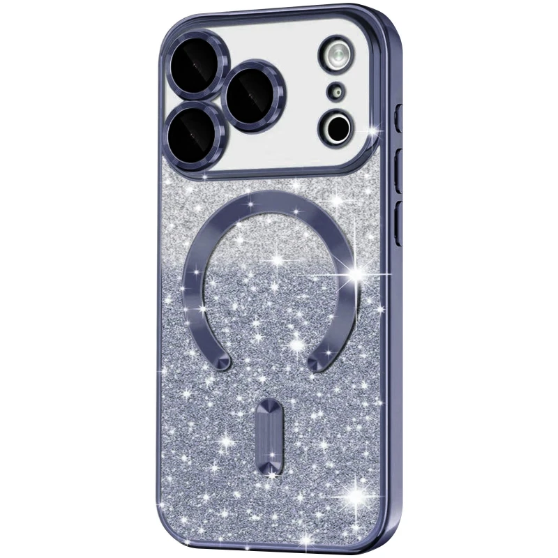 Чохол з блискітками, захисними лінзами на камеру та MagSafe на Apple iPhone 17 Pro Max (6.9") – Сірий / Lavender Gray. Фото 1 з 1