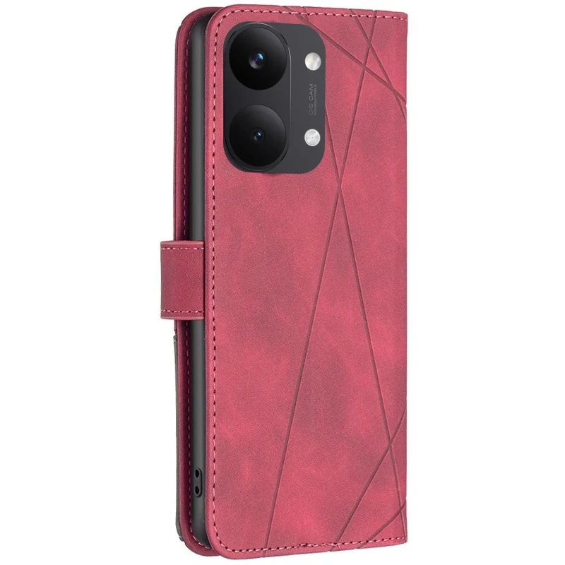 Шкіряний чохол-книжка Geometric Pattern для Xiaomi Poco X8 Pro Max – Red. Фото 3 з 5