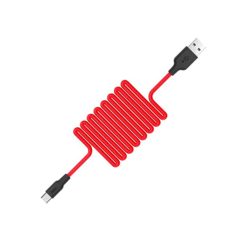 Дата кабель Hoco X21 Silicone Type-C Cable (1m) – Чорний / Червоний. Фото 2 з 6