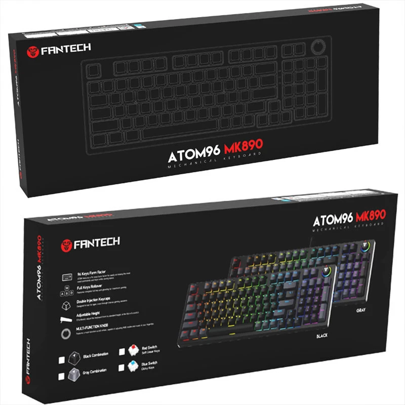 Ігрова клавіатура Fantech MK890 ATOM96 USB (Blue Switch) – Black / Grey. Фото 6 з 6