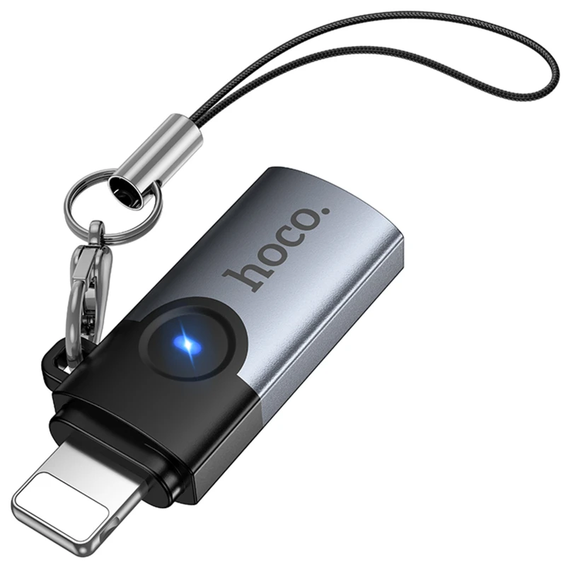 Перехідник Hoco UA46A Lightning Male to Type-C Female – Metal gray. Фото 1 з 6