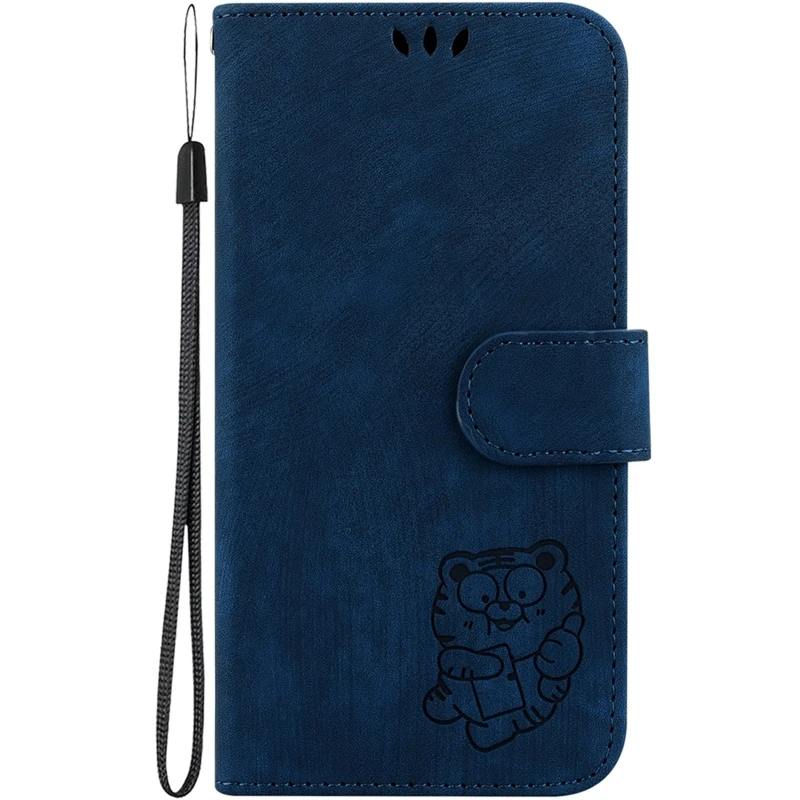 Кожаный чехол-книжка Cute Tiger для Samsung Galaxy A37 5G – Dark Blue. Фото 1 из 4