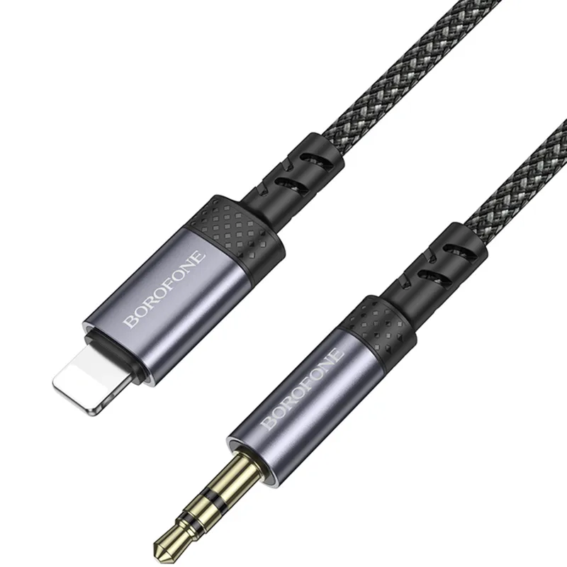 Аудіо кабель Aux Borofone BL24 Graceful (Lightning to AUX 3.5mm) (1m) – Metal grey. Фото 3 з 7