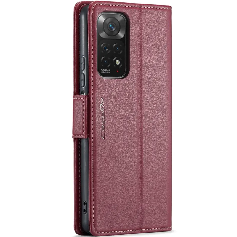 Шкіряний чохол-книжка CaseMe Nappa leather для Xiaomi Redmi Note 11 (Global) / Note 11S – Red. Фото 7 з 10