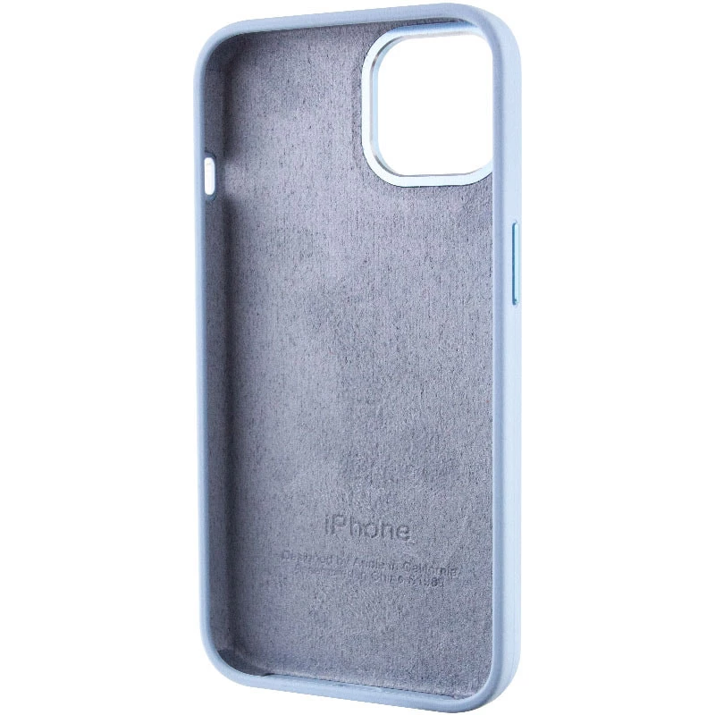Чехол Silicone Case с металлическими кнопками для Apple iPhone 14 (6.1") – Голубой / Blue Fog. Фото 6 из 9