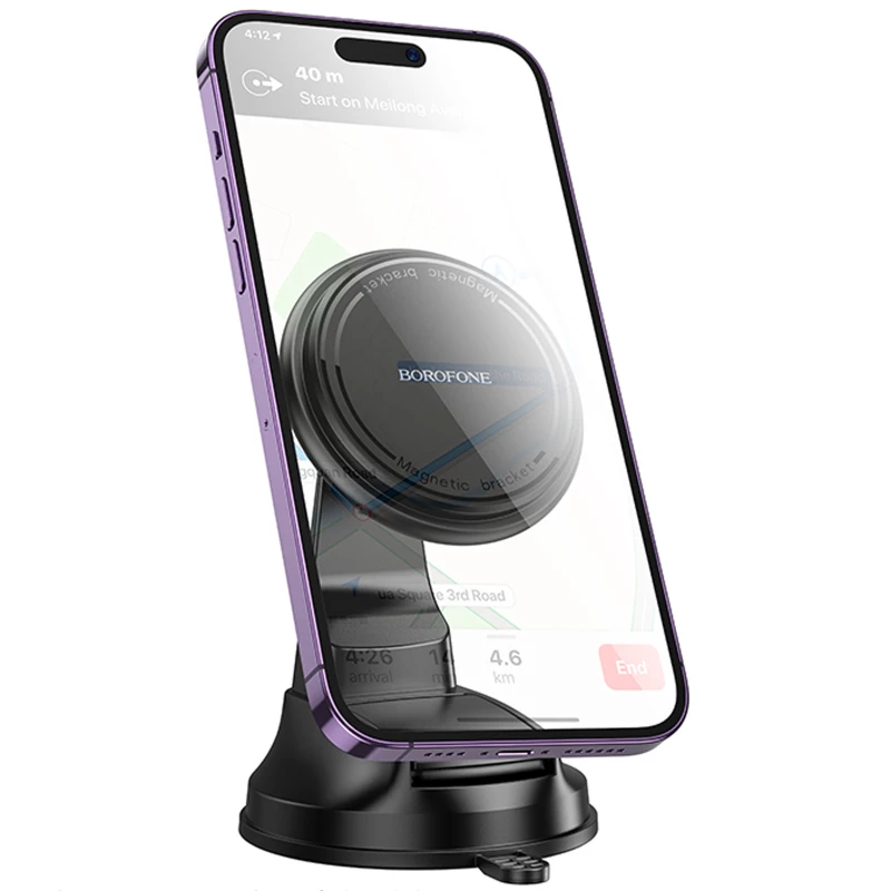 Автотримач Borofone BH136 Parker ring magnetic (center console) – Black. Фото 2 з 6