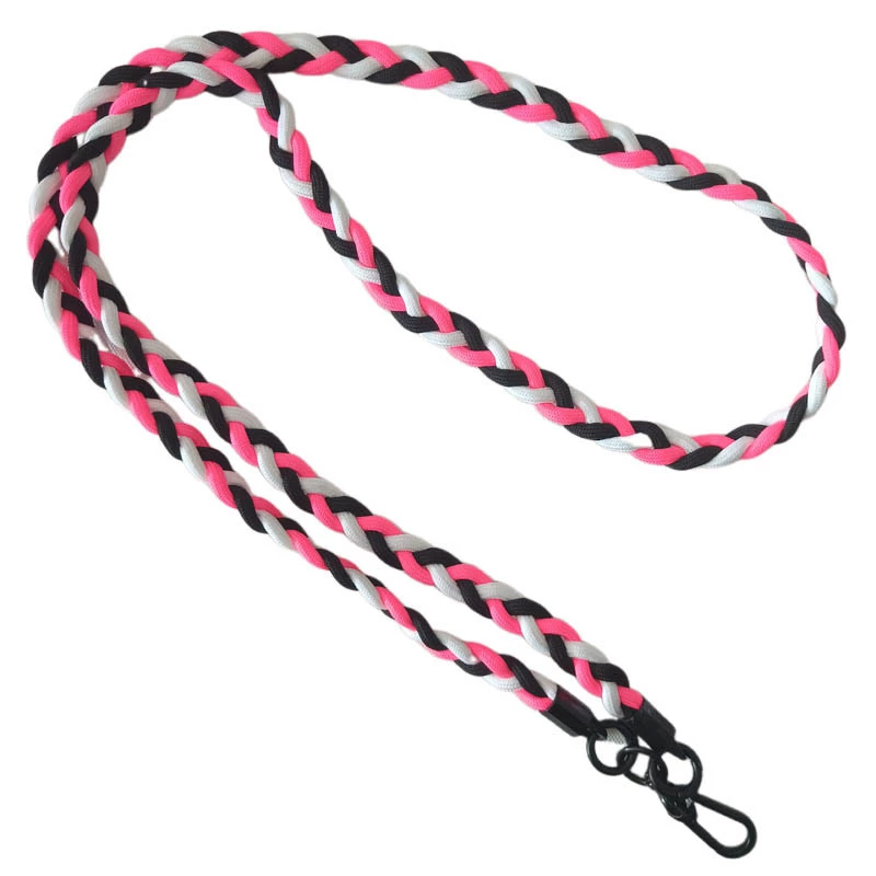 Плетенный шнурок (5мм) 120см – Black / Pink / White. Фото 3 из 5