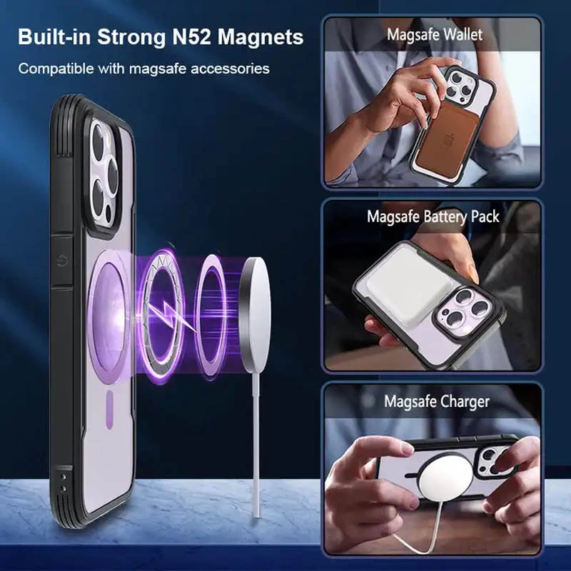 Прозрачный защитный чехол TPU+PC с MagSafe Apple iPhone 15 Pro Max (6.7") – Черный. Фото 3 из 5