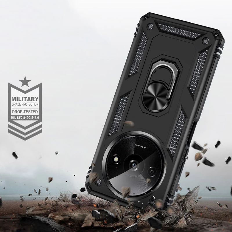 Протиударний чохол Serge Ring з кільцем на Xiaomi Redmi A3 – Чорний. Фото 4 з 7