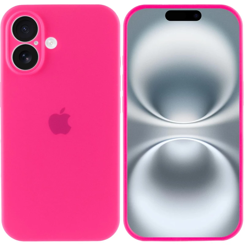 Чехол Silicone Case с защитой камеры для Apple iPhone 16 – Розовый / Barbie pink. Фото 3 из 8