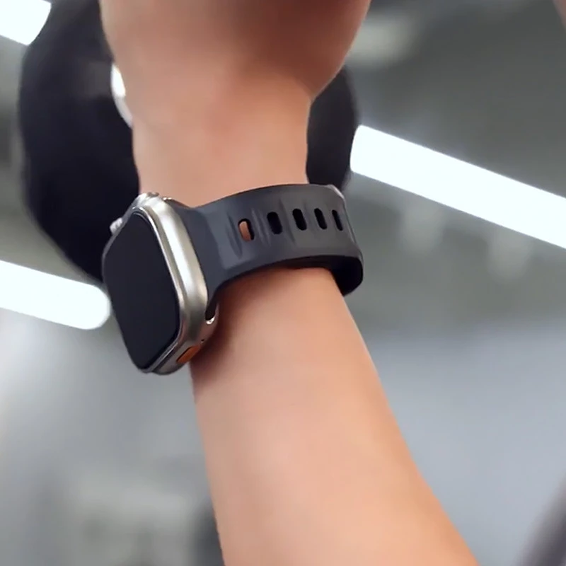 Ремінець BlueO Fluoro Rubber Sport для Apple Watch 42(ser.1-3)/44/45/46/49mm – Black. Фото 5 з 6