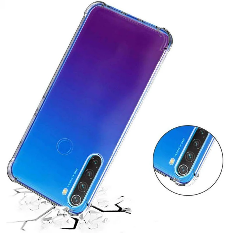 Силіконовий чохол з критими бортами на Xiaomi Redmi Note 8T – Безбарвний (прозорий). Фото 3 з 3