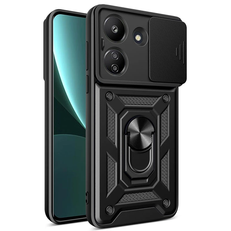 Протиударний чохол Serge Ring з захистом камери на Xiaomi Redmi 13C – Чорний. Фото 2 з 12