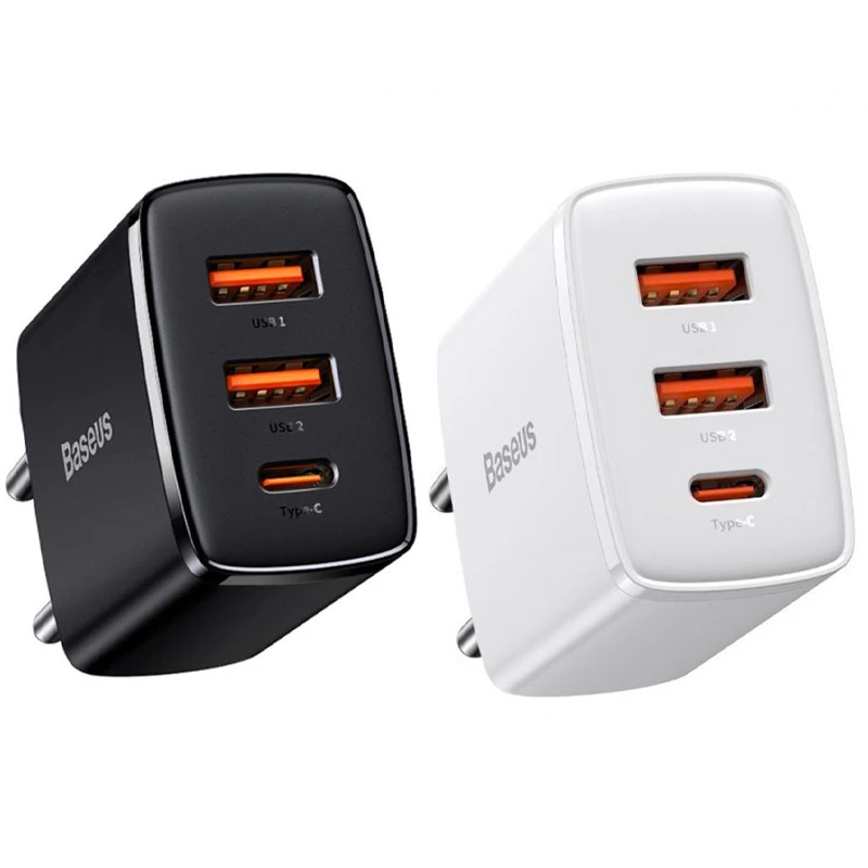 

МЗП Baseus Compact Quick Charger 30W QC+ PD (1Type-C + 2USB)