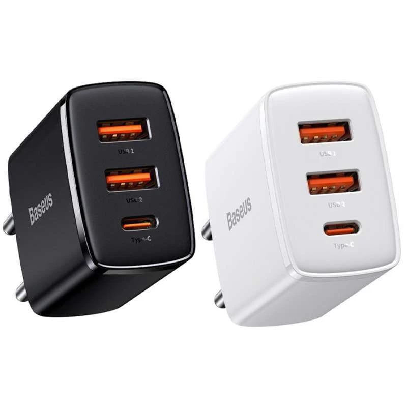 МЗП Baseus Compact Quick Charger 30W QC+ PD (1Type-C + 2USB) фото 1 з 2