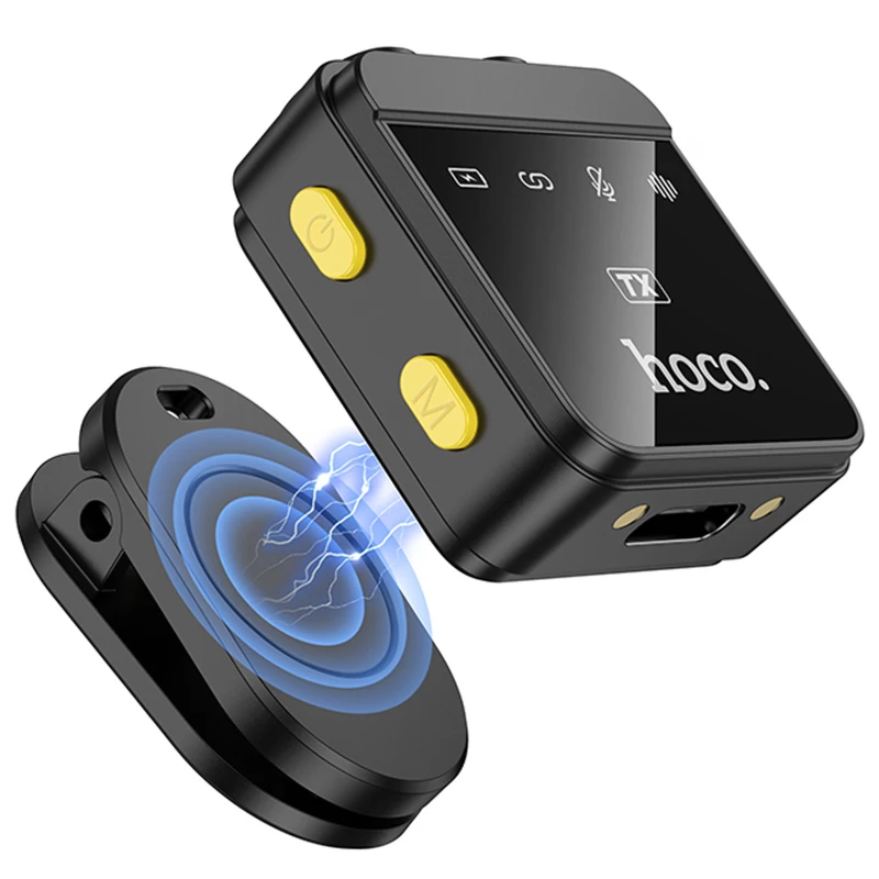 Петличний бездротовий мікрофон Hoco L17 Dual-mic magnetic (Lightning/Type-C) – Black. Фото 4 з 6