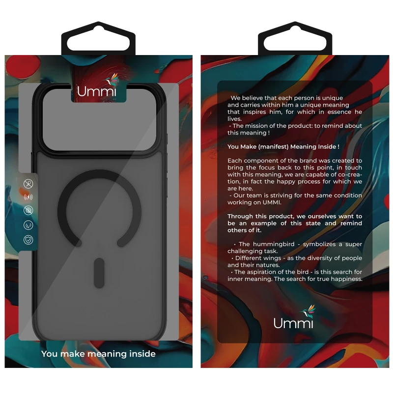Чохол Ummi Colorful with MagSafe для Apple iPhone 17 Pro Max (6.9") – Чорний / Black. Фото 6 з 8