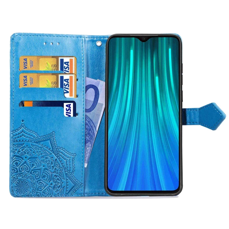 Кожаный чехол-книжка Art Case с визитницей для Xiaomi Redmi Note 8 Pro – Синий. Фото 6 из 7